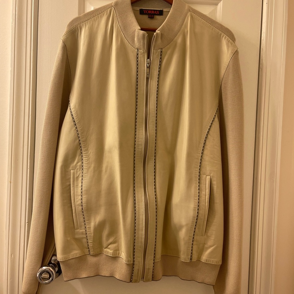 Torras Natural Leather Men’s Jacket in Beige